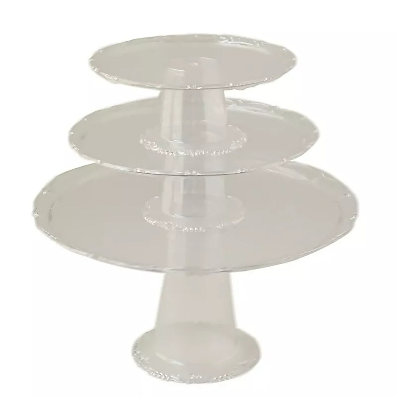 3 Clear Round Plastic CUPCAKE Display STANDS Stackable Dessert Pedestals Party